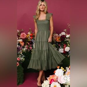 fitted lace wedding dress Petite Halter Front Chiffon Maxi Dress Sage Ivory Floral / PL main image 1